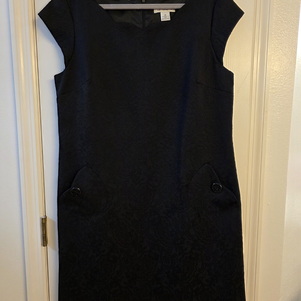 Liz Claiborne Black Textured Dress Women's Size 16